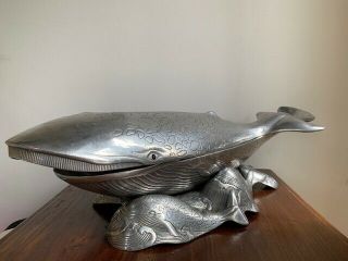 Vintage Arthur Court Whale 3pc Aluminum Covered Serving Dish - A Work Of Art