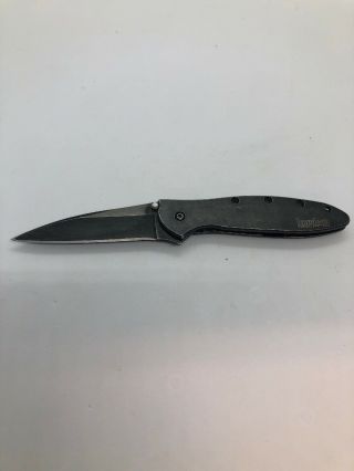 Kershaw 1660blkw Plain Edge Blackwash Leek Folding Pocketknife With Speedsafe