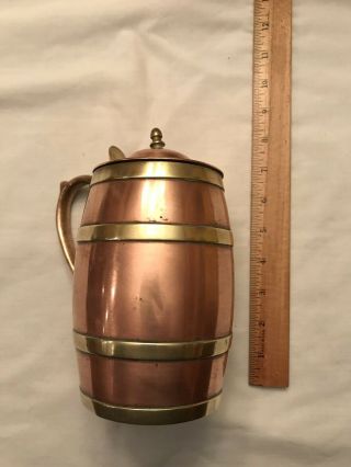 1800 ' s copper and brass tankard,  barrel shape,  tin lined,  stein,  mug,  beer,  ale 5