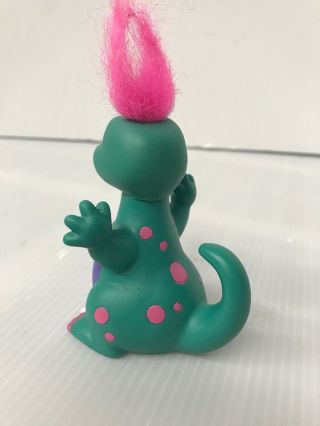 Vintage Russ Troll Dinosaur Hatchling PVC Figure 1990 ' s Purple Pink Green Dragon 3