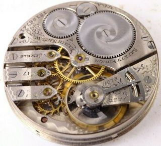 Antique Elgin 3 Finger Bridge 17 Jewel Wind Pocket Watch Movement 339 Repair 16s
