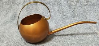 Vintage Revere Ware Copper & Brass Long Spout Watering Can Rome,  Ny Art Deco 12 "