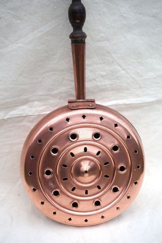 Vintage French Hand Pierced Copper Bed Warmer Villedieu Normandy