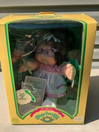 VINTAGE 1984 CABBAGE PATCH KIDS COLECO BROWN HAIR GLASSES HOLDS CRAYON DOLL 3