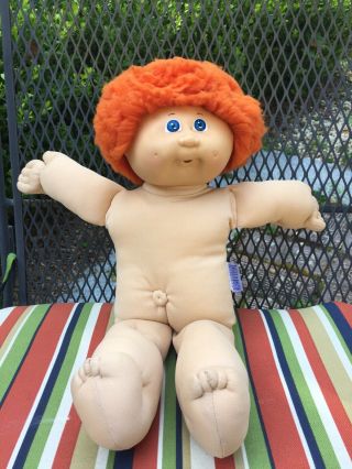 Vintage Cabbage Patch Kid Cpk Doll Coleco 4 Red Fuzzy Blue 1983 Ok Boy Ro