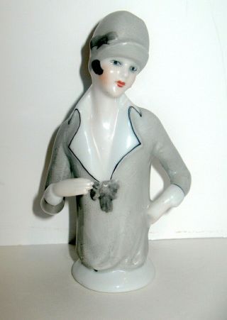 German Antique Flapper Half Doll / Pincushion Doll - -