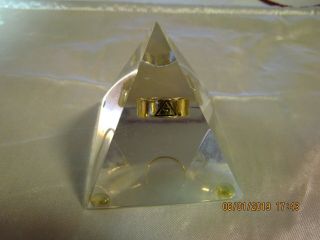 Scottish Rite 14th Degree Freemason Gold Ring In A Lucite Pyramid Paperweight