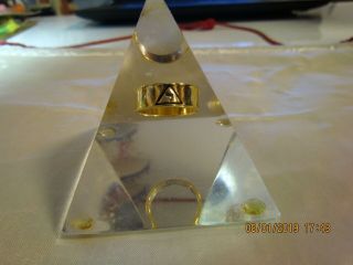 Scottish Rite 14th Degree Freemason Gold ring in a Lucite Pyramid Paperweight 2