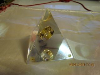 Scottish Rite 14th Degree Freemason Gold ring in a Lucite Pyramid Paperweight 3