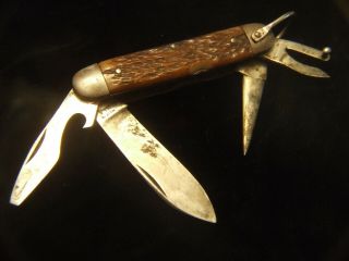 Vintage Camp Knife / Scout Knife,  WW2,  JIGGED BONE,  USA 4