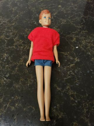 Vintage 1965 Ricky Barbie Doll In Blue And Red Outfit - Skipper Friend