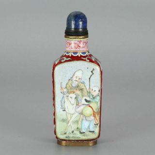 Chinese Exquisite Handmade mythology figure pattern copper Enamel snuff bottle 3