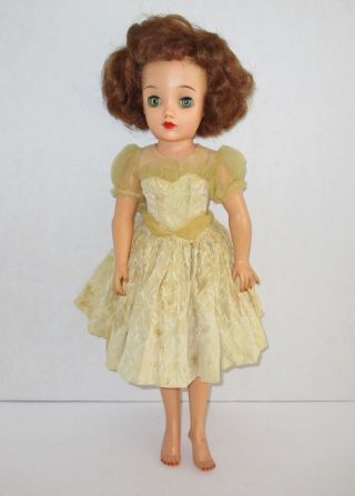 Miss Revlon Vintage Ideal Vt 18 Doll Yellow Dress Slip Red Brown Hair Blue Eyes