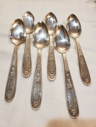 Vintage Monarch Plate Mildred 6 Teaspoons Silverplate National Silver Co.  1936