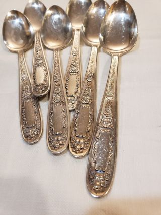 Vintage Monarch Plate Mildred 6 Teaspoons Silverplate National Silver Co.  1936 4