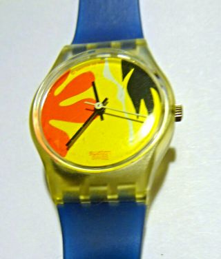 Vintage 1987 Swatch Watch S - 716 " Nafea " Mod Flower,  Visible Movement Never Worn