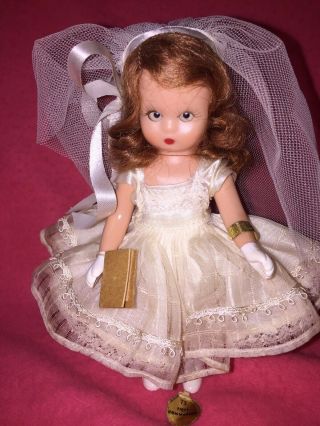 Vintage Nancy Ann Storybook Doll 5 1/2 " 73 W/tag Open Shut Eyes First Communion