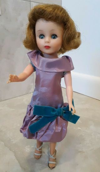 Vintage Toni American Character Doll 10.  5 " Purple Flapper Type Dress High Heels