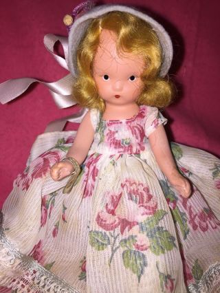 Vintage Nancy Ann Storybook Doll 5 1/2 " 23 W/tag Frozen Bisque Roses Are Red
