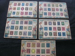 Antique Stamp Collecting - 5 Individual Cardboard Pages - Germany Cir.  1850