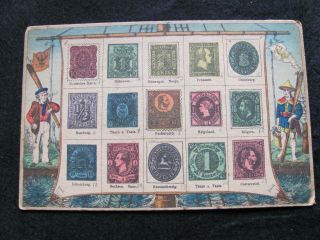Antique stamp collecting - 5 individual cardboard pages - Germany cir.  1850 3