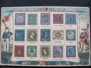 Antique stamp collecting - 5 individual cardboard pages - Germany cir.  1850 4