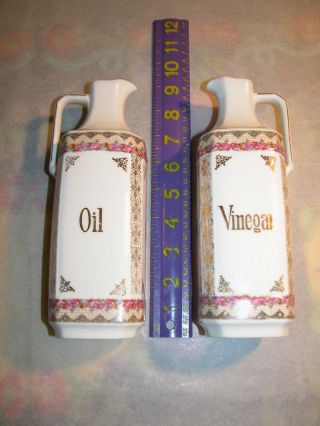 Epiag D F Oil & Vinegar Dispenser Serving Set Df Czechoslovakia Vintage Antique