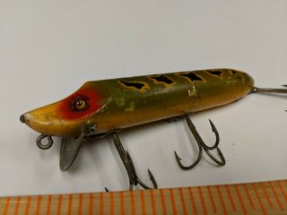 Vintage Heddon Vamp Wooden Fishing Lure Bass Musky Luny Frog Antique Bait