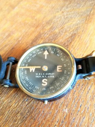 Vintage Us Army Lensatic Compass W.  & L.  E.  Gurley Wwii Well Antique