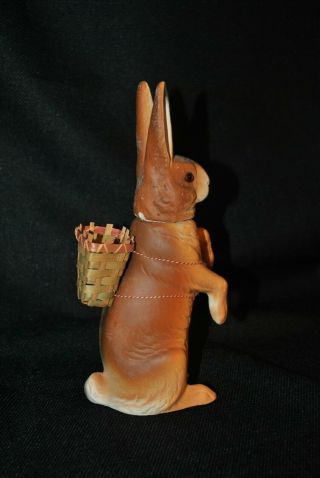 ANTIQUE Paper Mache Glass Eyes VTG EASTER BUNNY RABBIT CANDY CONTAINER 2