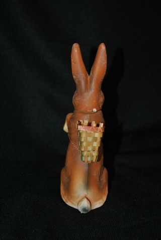 ANTIQUE Paper Mache Glass Eyes VTG EASTER BUNNY RABBIT CANDY CONTAINER 3