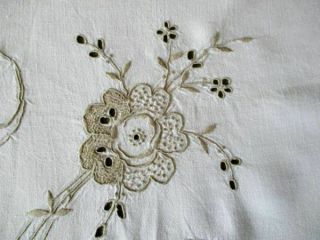 Antique Madeira Tablecloth - Hand Embroidered - 40 " Sq.  Linen