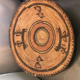 Early 1900 Pima Native American Indian Coil Basket 12 1/2 Inches With Figures