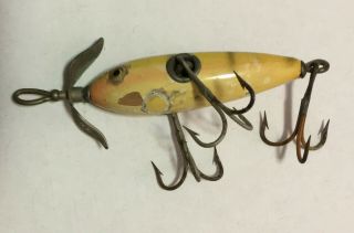 Vintage Wood South Bend Bait Co.  Brown Minnow With Paint & Glass Eyes