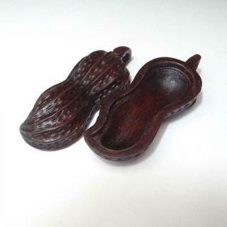 Gr15 Vintage Japanese Lacquered Wooden Incense Case,  Kogo,  Peanut