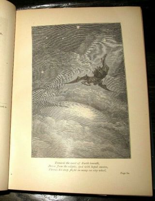 c1870 JOHN MILTON Paradise Lost ANTIQUE Gustave Dore VICTORIAN Fine Binding BOOK 8