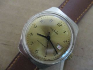 vintage hand wind Ruhla men ' s watch made in GDR East Germany 4