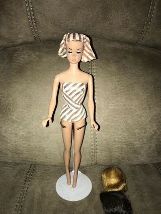 Vintage Barbie Fashion Queen Blue Headband Swimsuit Turban Wigs