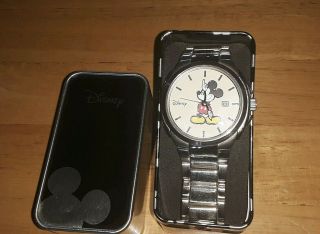 Vintage Walt Disney Co Watch Mickey Mouse Silver Tone Men’s Watch