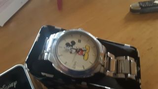 Vintage Walt Disney Co Watch MICKEY MOUSE Silver Tone Men’s Watch 3