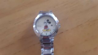 Vintage Walt Disney Co Watch MICKEY MOUSE Silver Tone Men’s Watch 4
