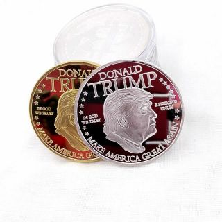 Donald Trump Gold And Silver Plated " Make America Great Again " Coin Set 62 - 0