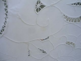 STUNNING WHITE COTTON LARGE CUT WORK EMBROIDERED TABLECLOTH 96 