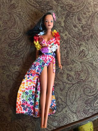 1975 Mattel Hawaiian Barbie 7470 Steffie Face 1st Ed W/original Bikini & Sarong