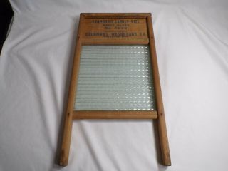 Vintage Crystal Cascade Columbus Washboard Co.  Wood/glass No.  2080 Standard Size