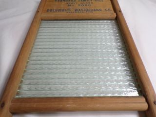 Vintage CRYSTAL CASCADE Columbus Washboard Co.  Wood/Glass No.  2080 Standard Size 3
