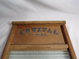 Vintage CRYSTAL CASCADE Columbus Washboard Co.  Wood/Glass No.  2080 Standard Size 4