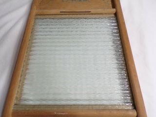 Vintage CRYSTAL CASCADE Columbus Washboard Co.  Wood/Glass No.  2080 Standard Size 5
