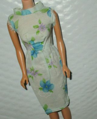 Vintage Mod Era Barbie Maddie Peggy Clone " Blue Floral Shealth Dress "