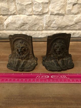 Antique Brass Lion Bookends